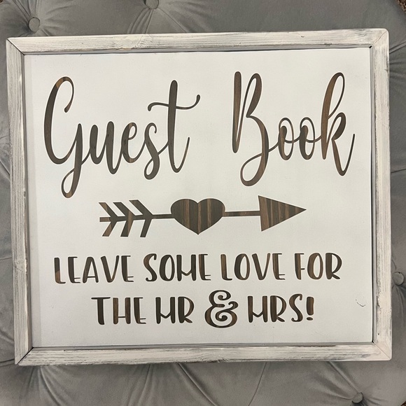 Guest book sign for wedding- handmade wood - used once - Picture 1 of 2